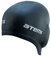 Шапочка для плавания с ушами силикон черный (ATEMI) /арт.EC101/