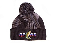 Шапка вязанная фирменная Relax (оливковая с черным) на подкладке флис RBlo-58