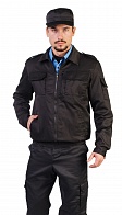 Костюм мужской летний КОНТРОЛ смесовая ткань черный куртка+брюки (РОССИЯ)