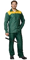 Костюм мужской летний СТАНДАРТ смесовая ткань куртка/брюки зеленый/желтый